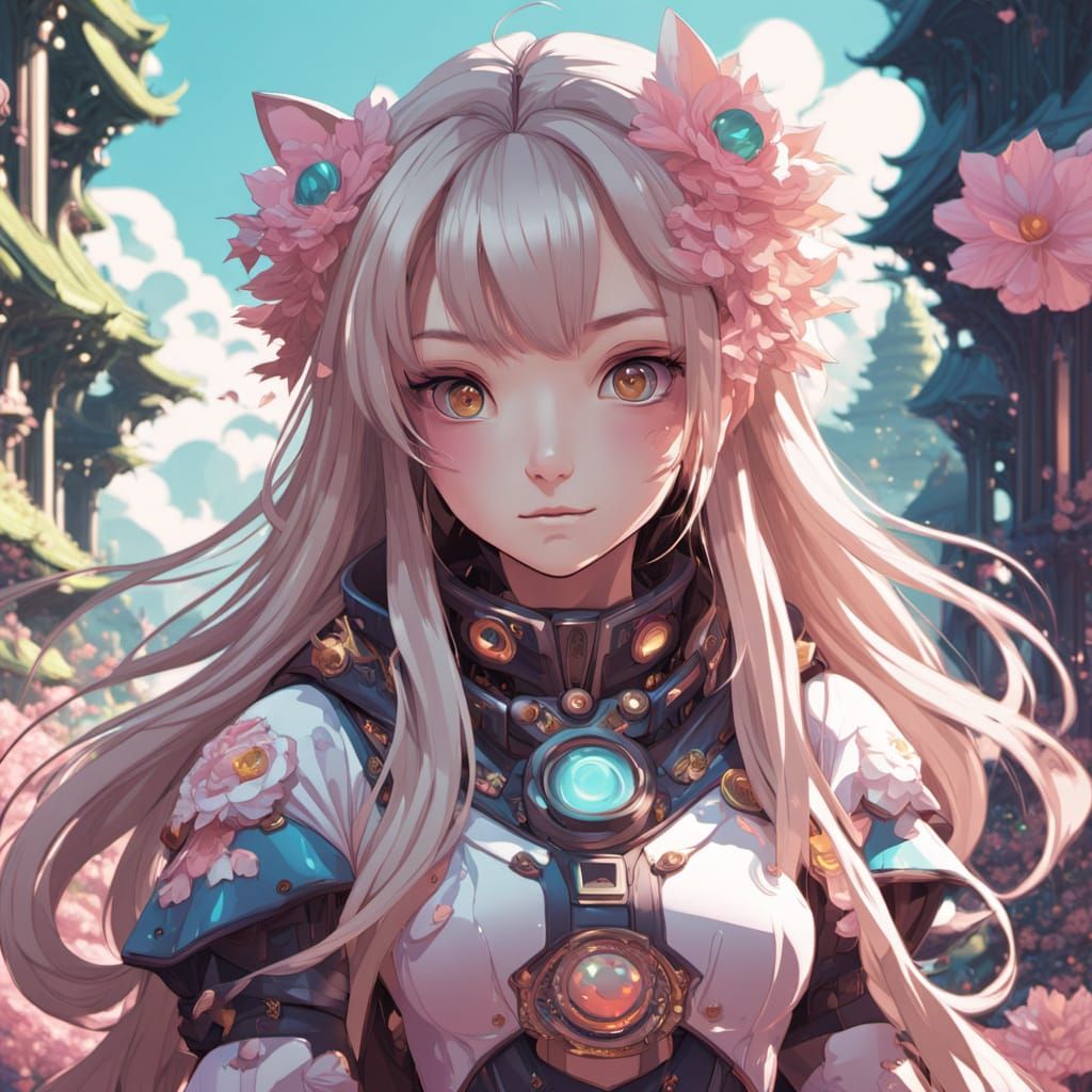 Anime Princess in Whimsical, Vibrant Forest