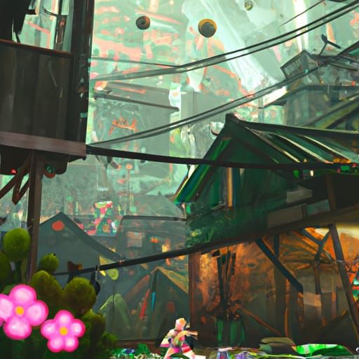Fantastical Jungle City in Danganronpa Style