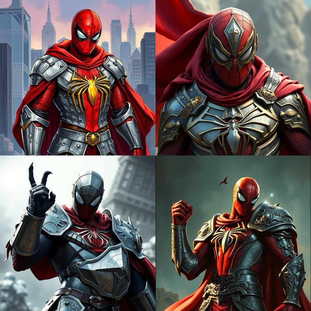 Spider-Man in Medieval Armor Digital Painting