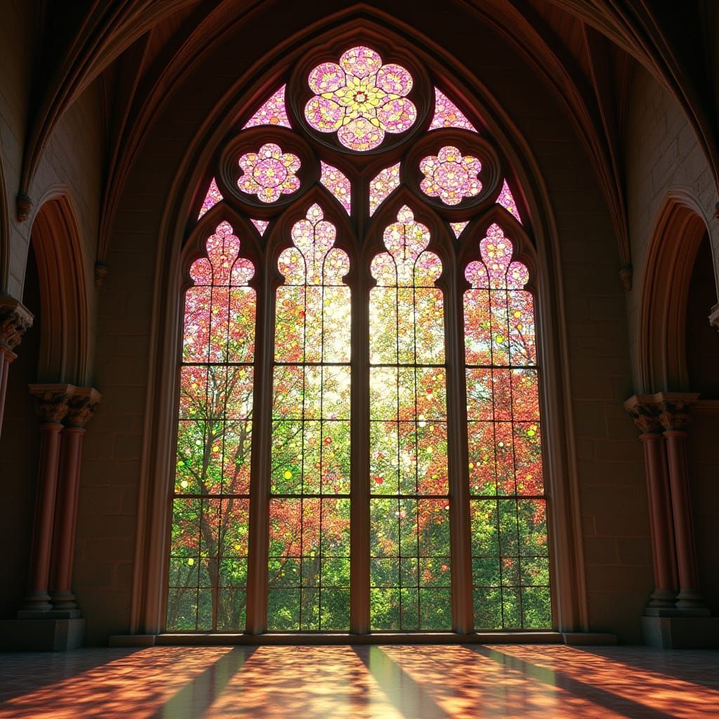 Stained Glass Window in Dreamy Modern Art Style