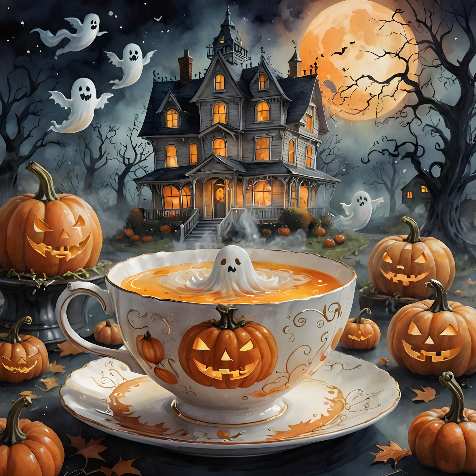 Ghosts in Teacup at Haunted Pumpkin Patch