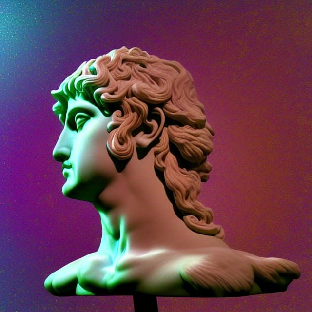 Alexander the Great: Marble Sculpture in Psychedelic Space