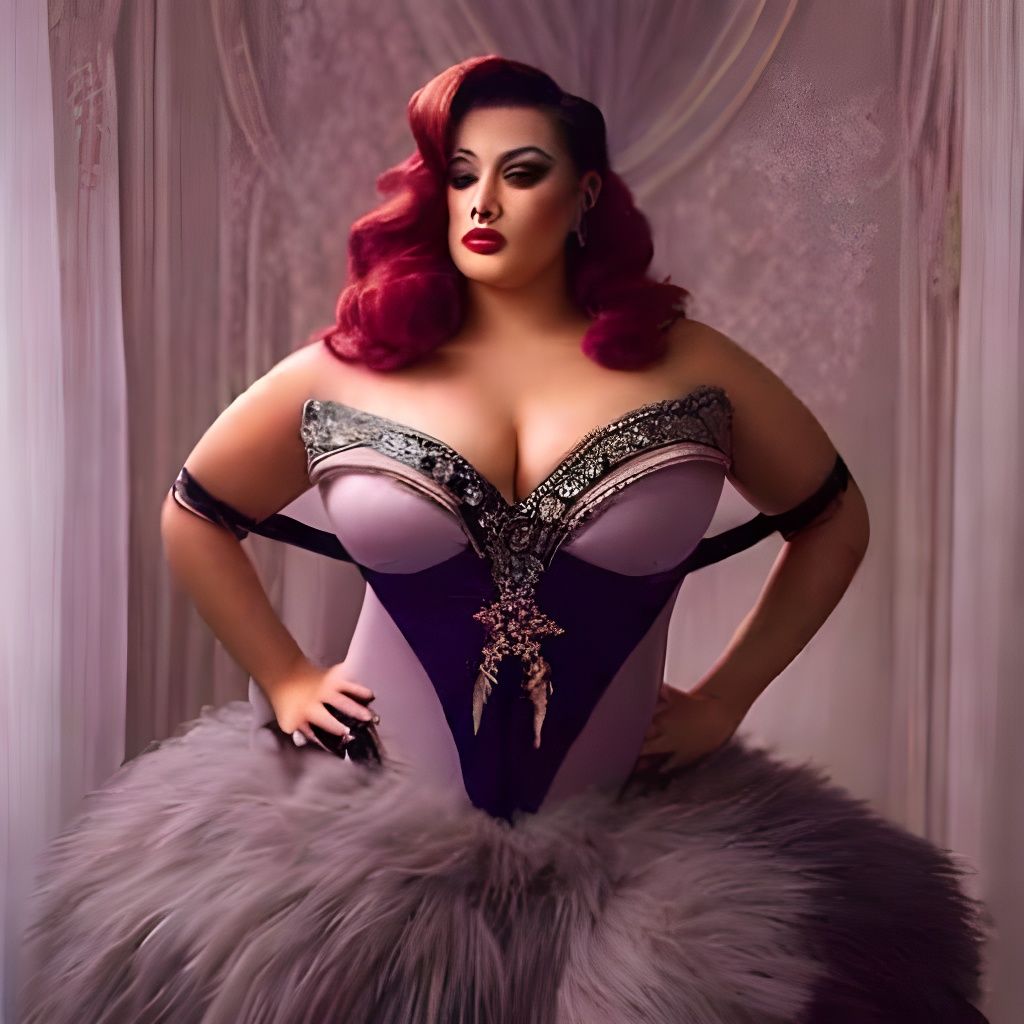 Detailed Burlesque Dancer in Atmospheric Digital Painting