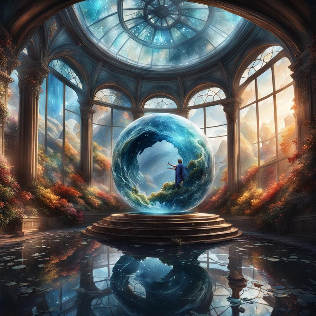 Shattered Glass Dome Watercolor: World Within a World