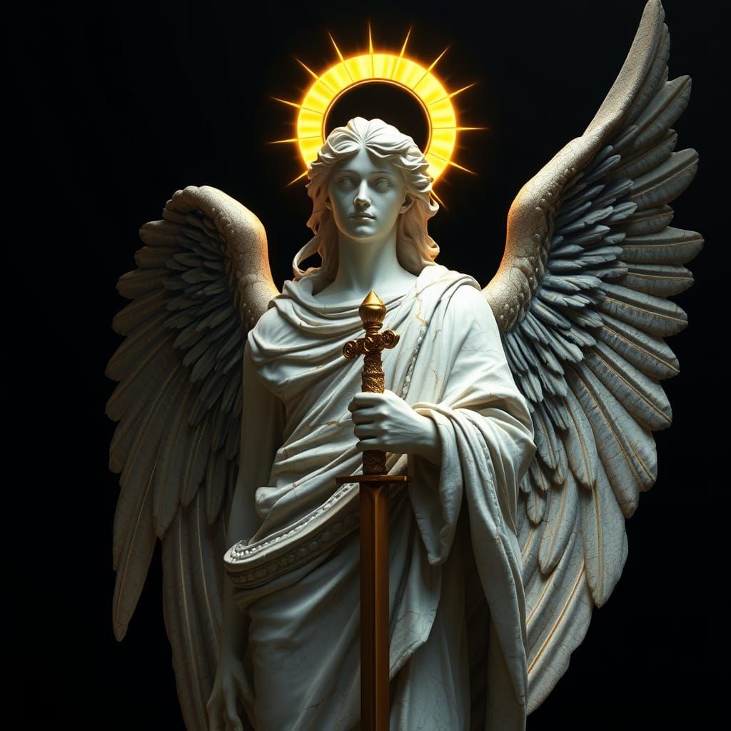 Angelic Statue Brought to Life in Hyper-Realistic Fantasy