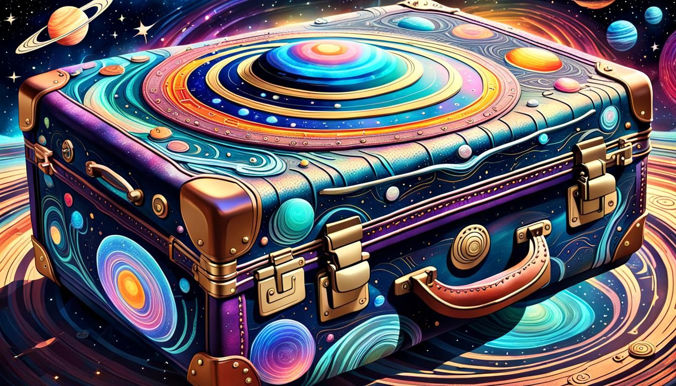 Cosmic Suitcase: Psychedelic Astral Illustration