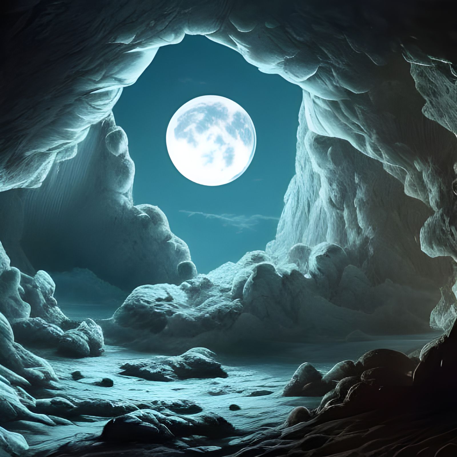 Glowing Geode Moon Interior: Digital Matte Painting