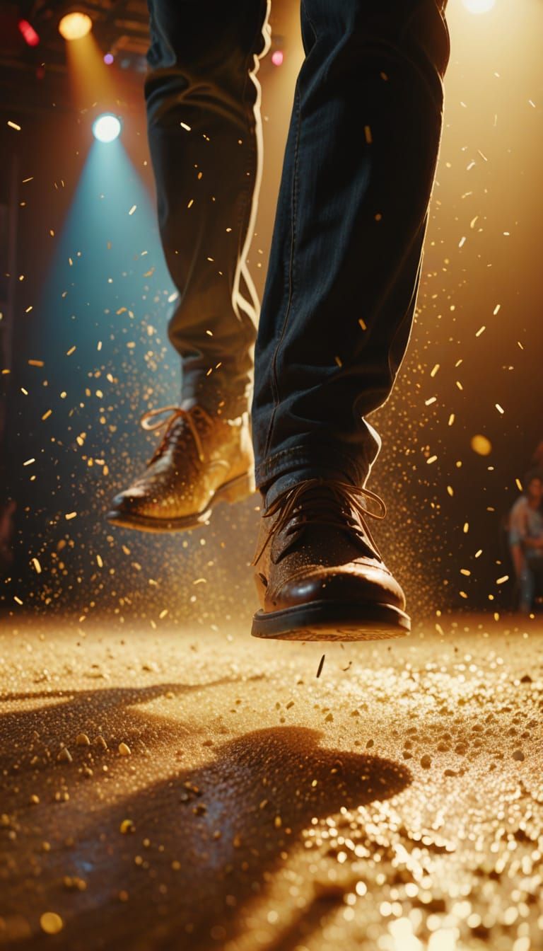 Cinematic Stage Footstep in Expressionistic Style