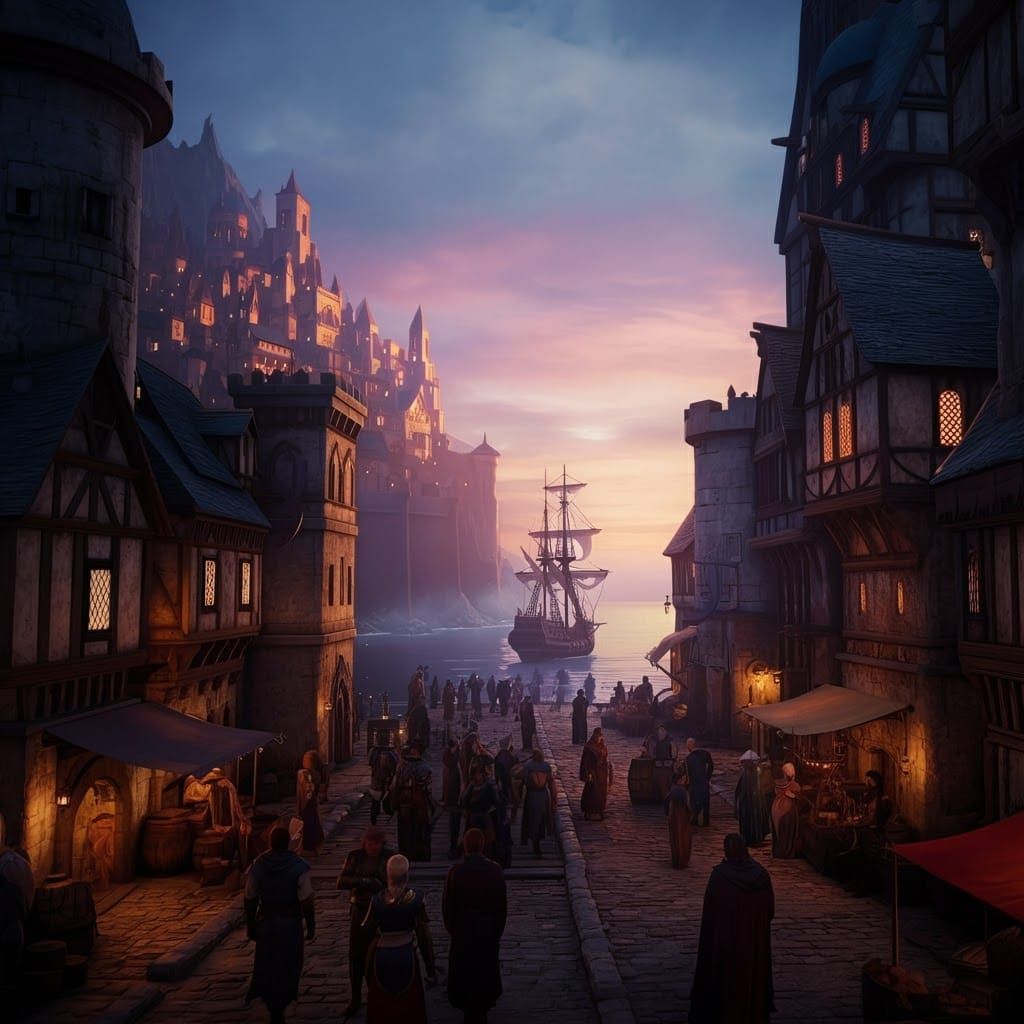 Waterdeep: Cityscape at Twilight, Matte Painting