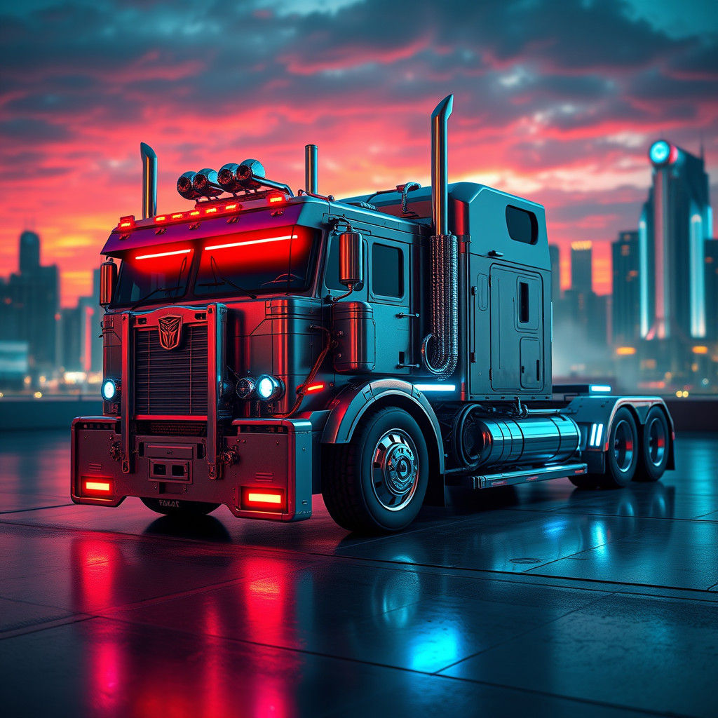 Futuristic Optimus Prime Truck in High-Definition Realism