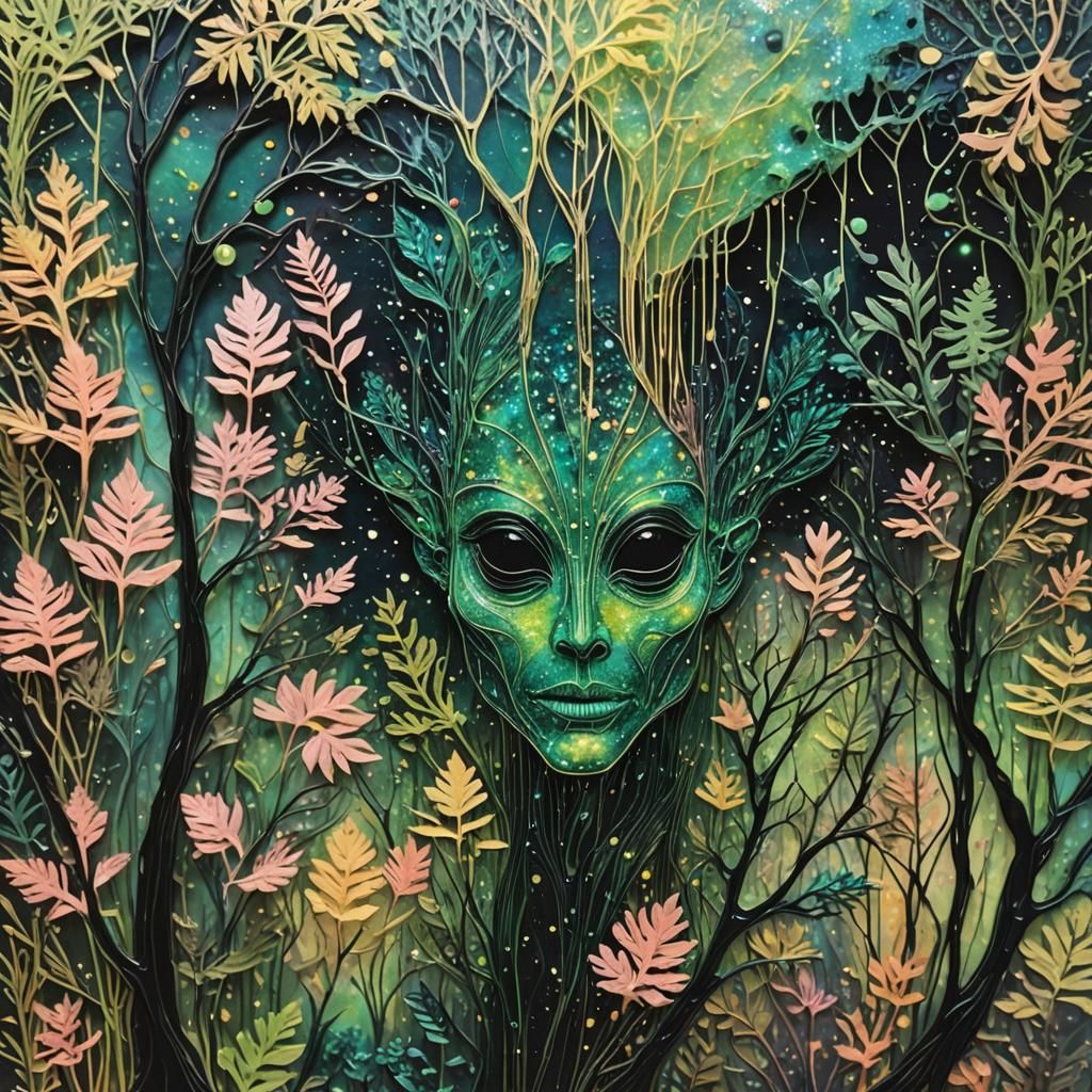 Biologist in a Luminous Alien Rainforest