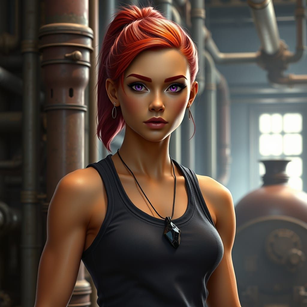 Determined Zabrak Engineer in Industrial Futurism Style