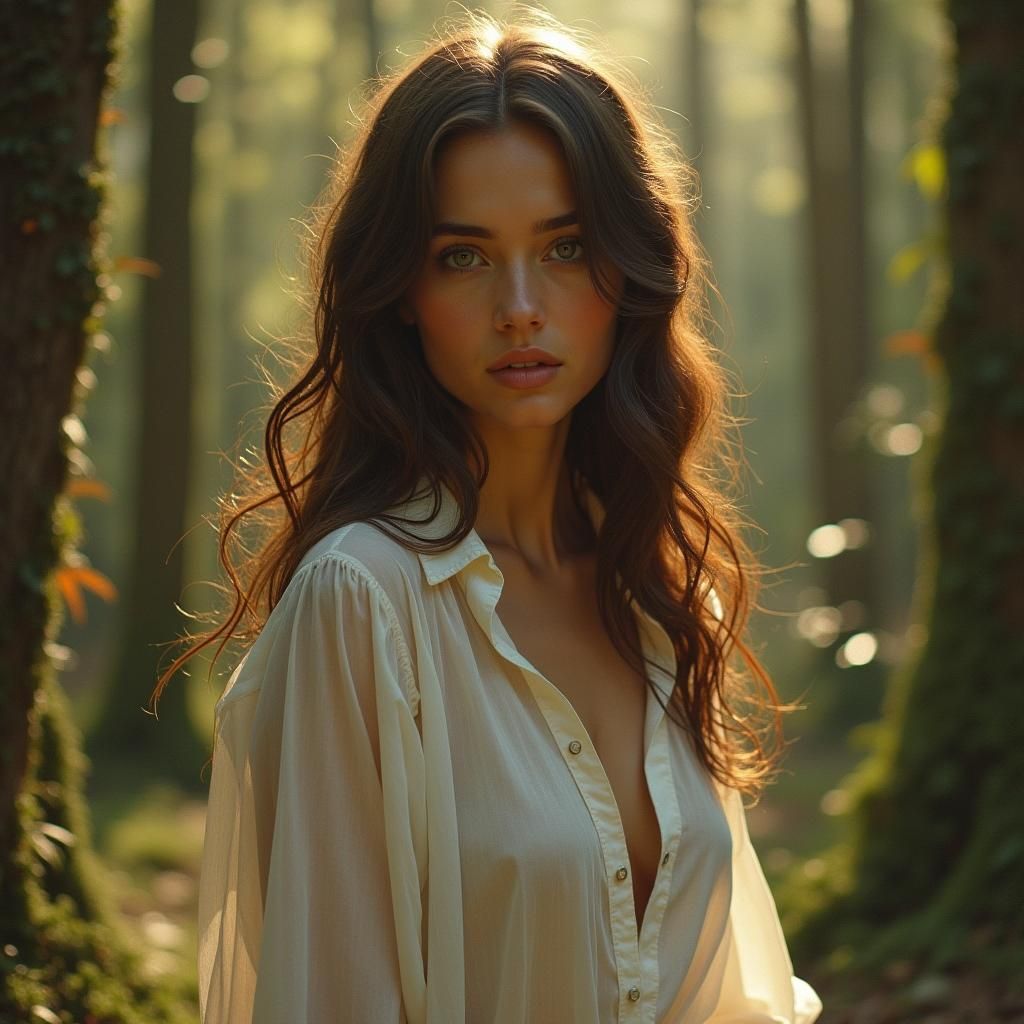 Woman in Forest, Impressionist Digital Art