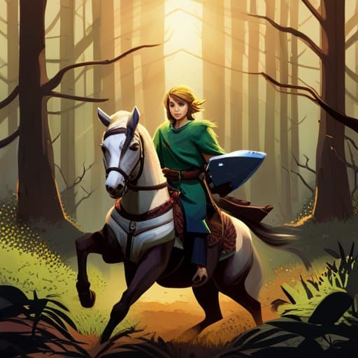 Knight on Horseback in Forest at Dawn