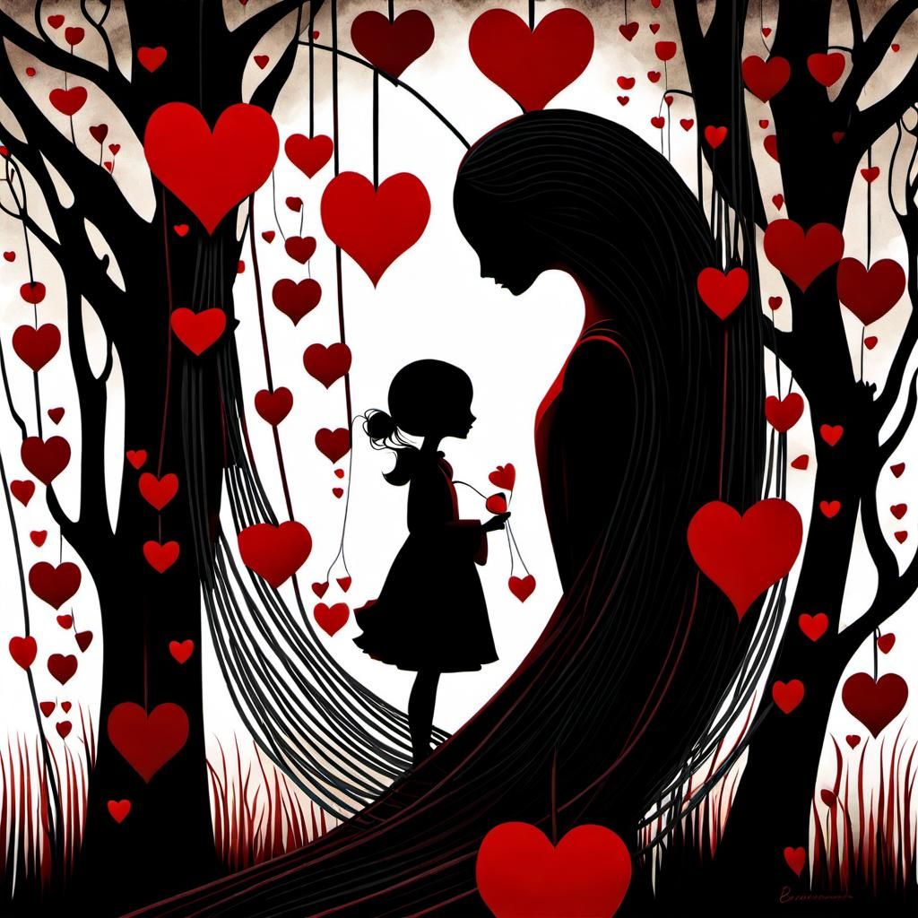 Distressed Silhouette Constricted by Heart Ropes