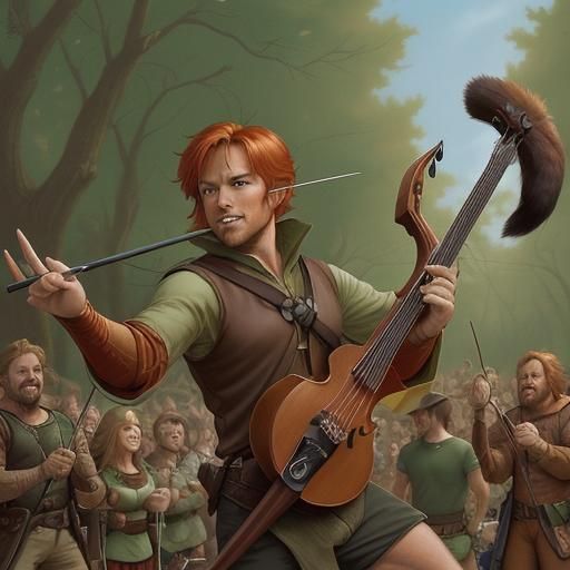 Red Fox Bard Entertains Cartoon Robin Hood
