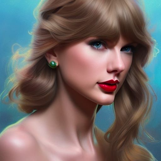 Sparkling Taylor Swift Portrait in Art Nouveau Style