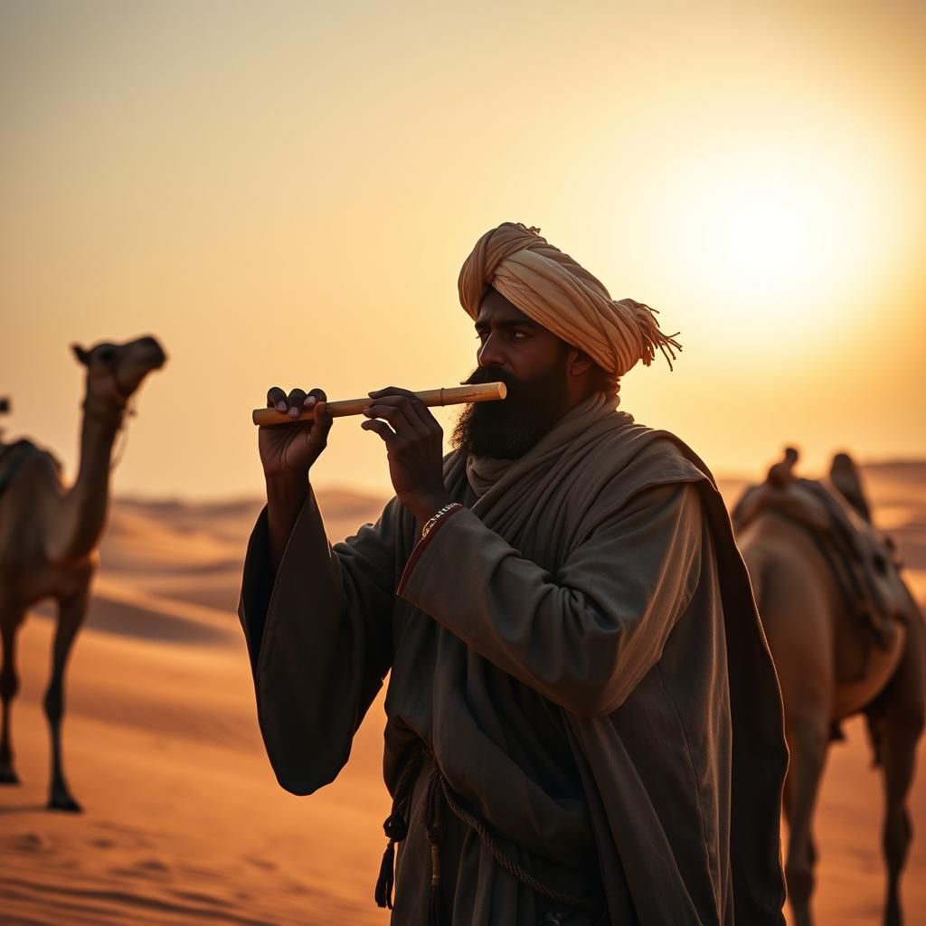 Rajasthan Camel Herder's Desert Tune at Sunset