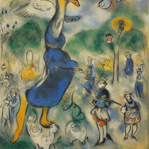 Extinct Giant Duck Ballerina in Modern Art Style