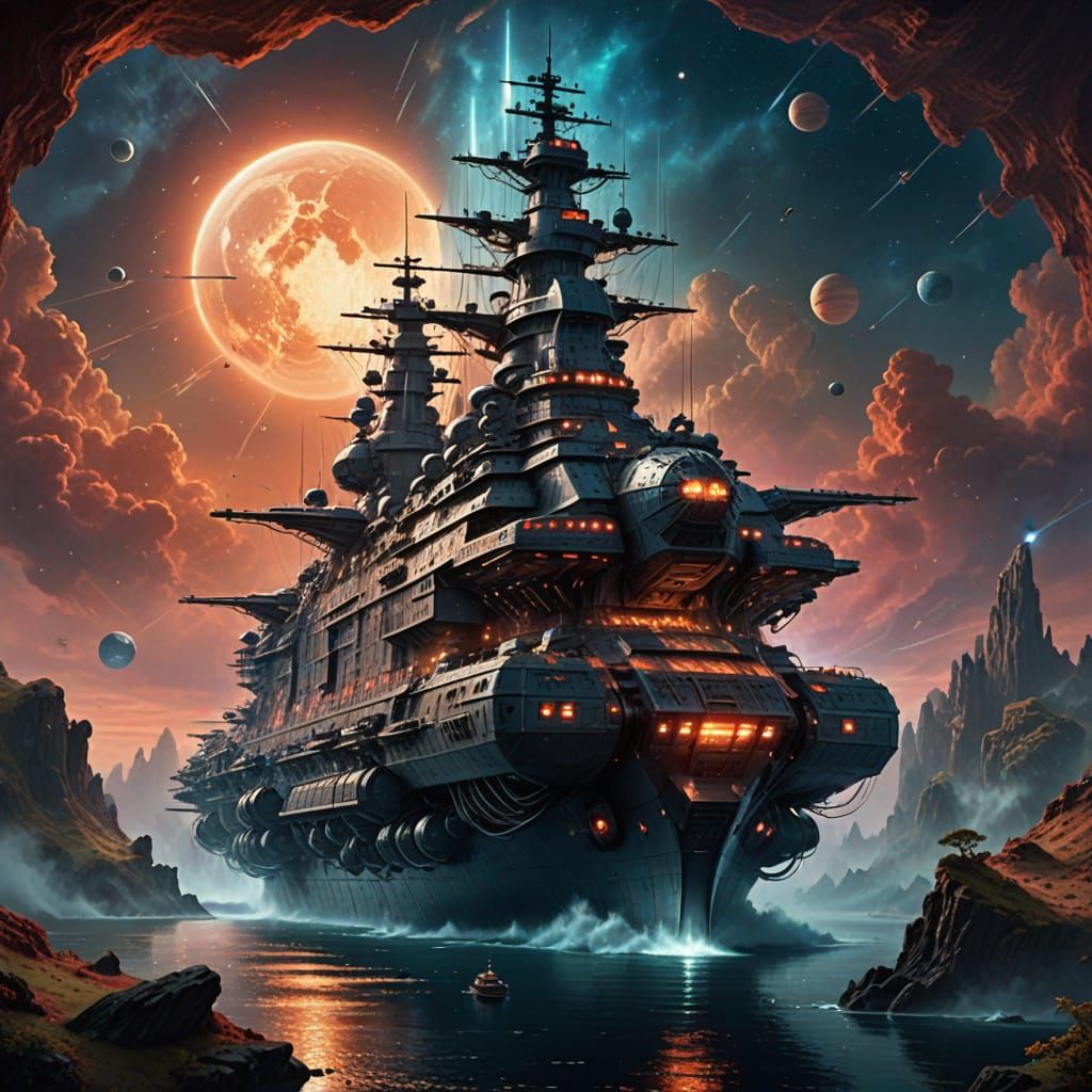 Ethereal Fantasy Battleship on Mars