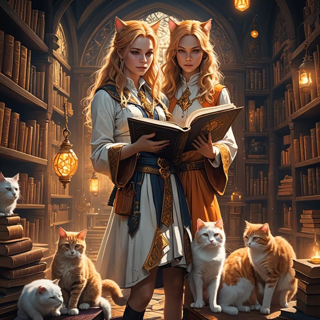 Shape-Shifting Woman Transforms into Cat in Wizard's Room