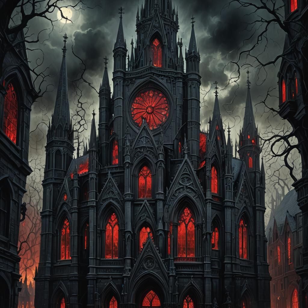 Gothic Salem Church in Darkness