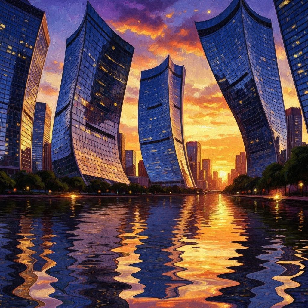 Glass City Reflections at Sunset