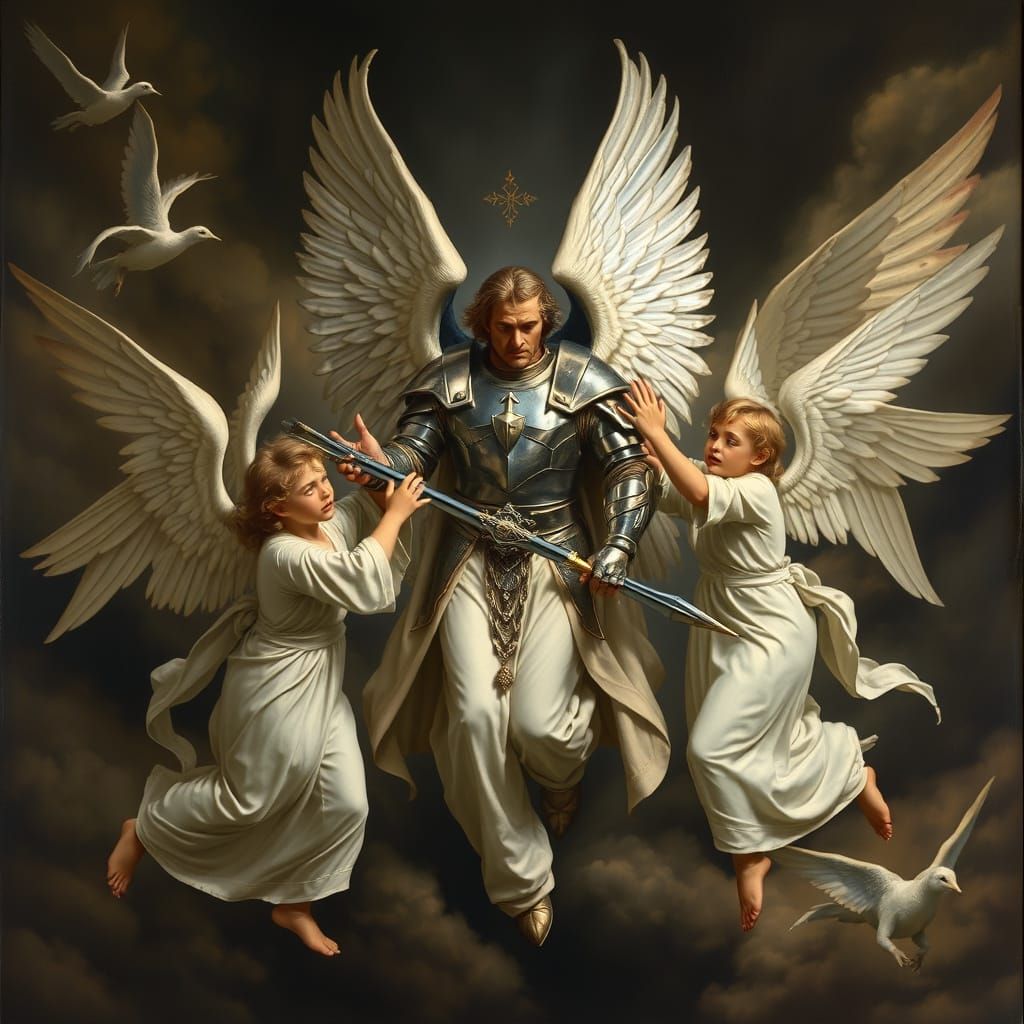 Cherubim Harass Archangel in Dramatic Baroque Style