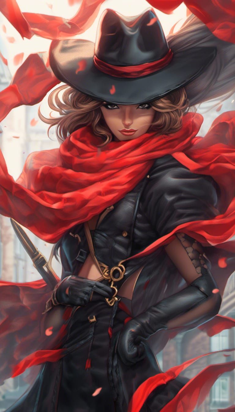 Drawing of a Gothic Female Bounty Hunter