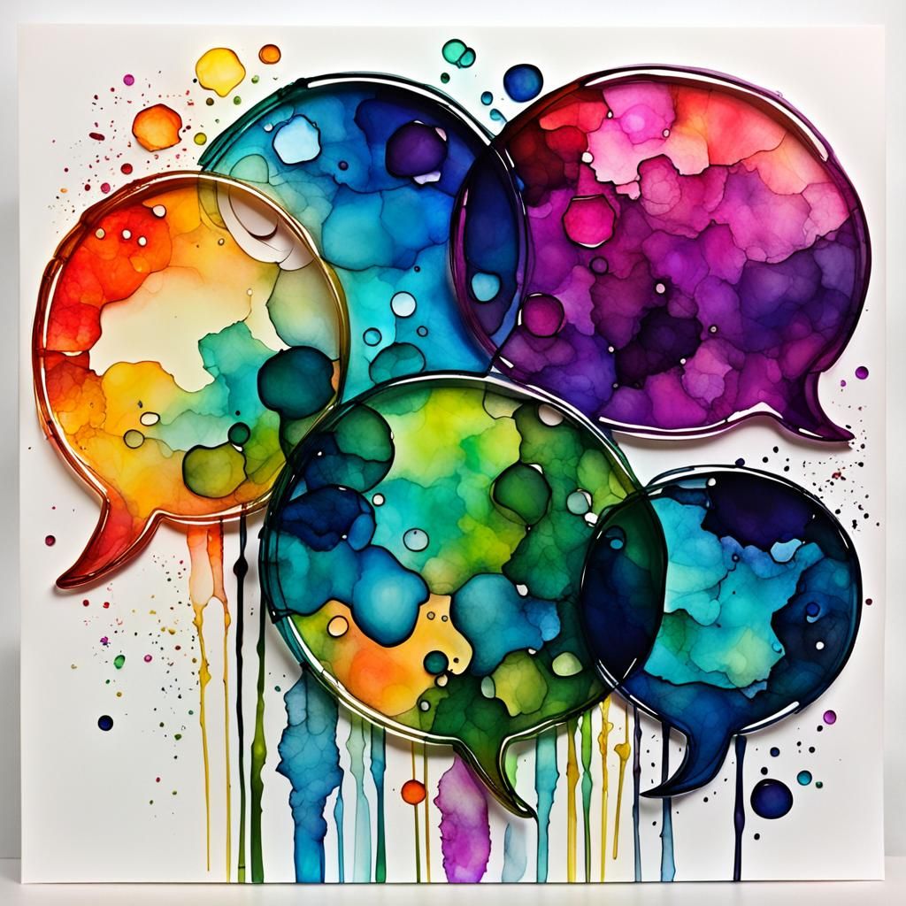 Alcohol Ink Art with Speech Bubble