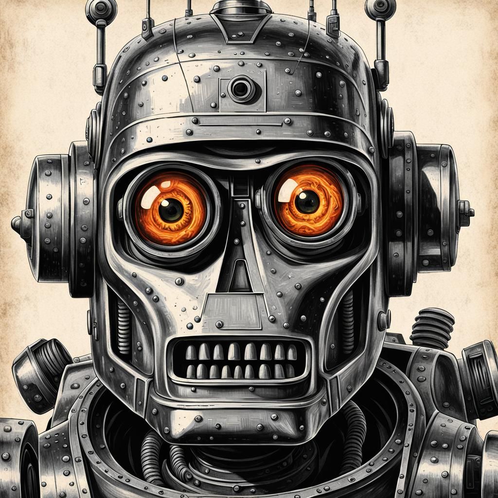 Intimidating 1950s Anti-Robot Propaganda Poster