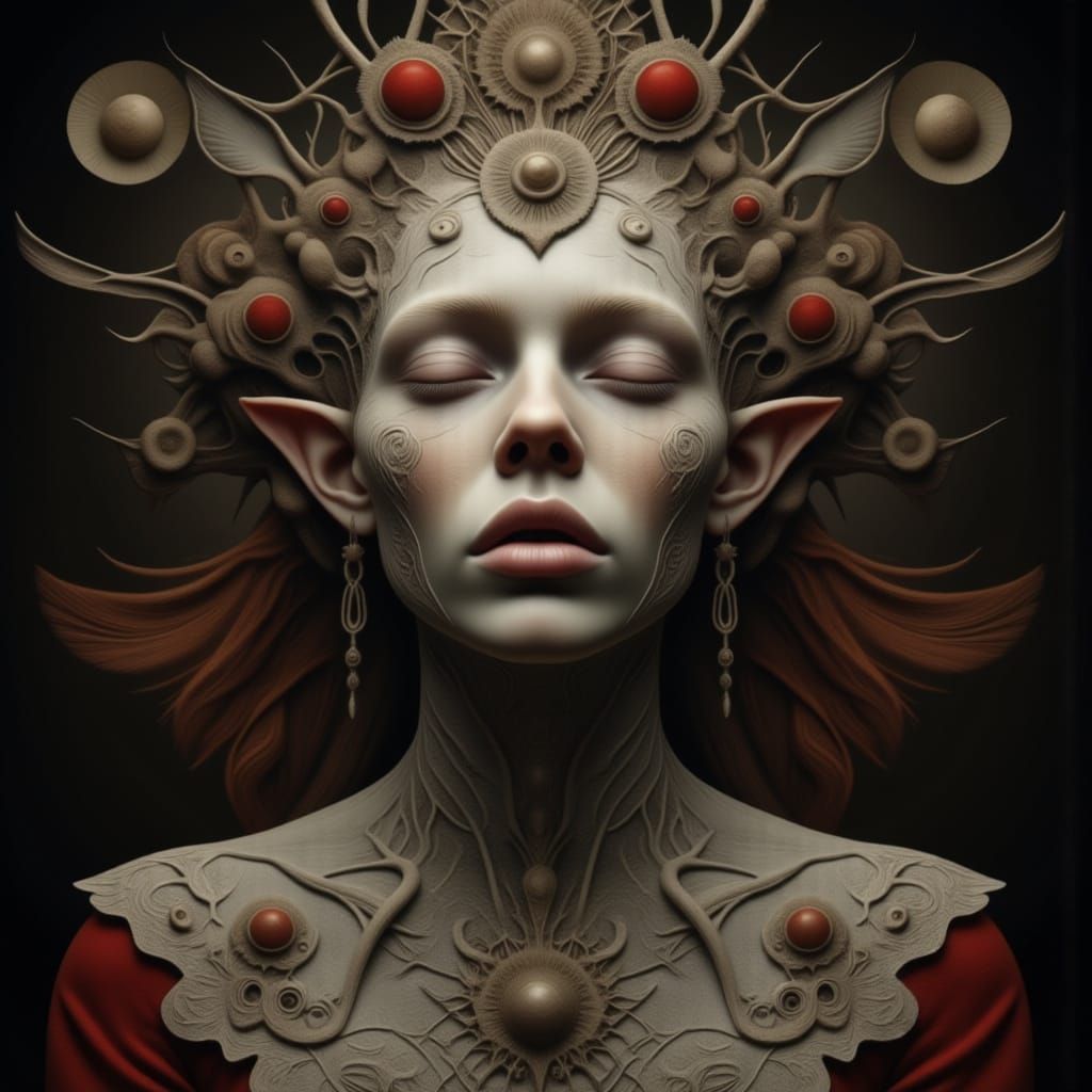 Gothic Bohemian Elf in Melancholic Repose