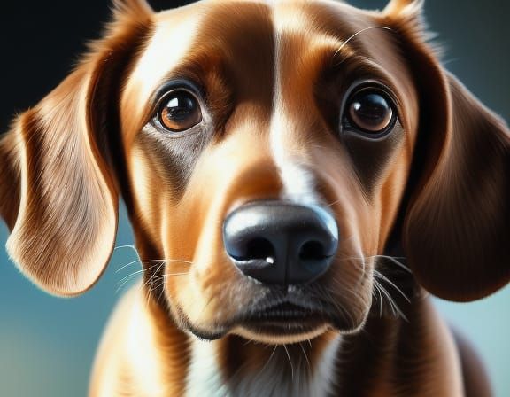 Hyperrealistic Portrait of a Brown Dachshund