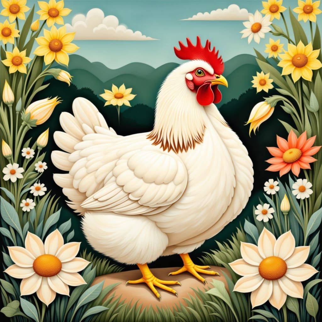 A Happy Easter Chicken in Scandi Modern Style