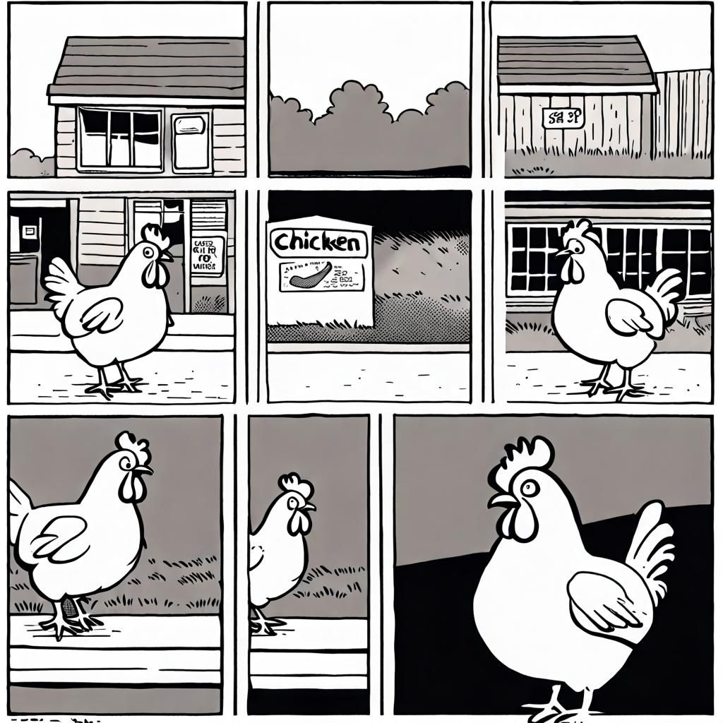 Black and White Chicken Comic Strip