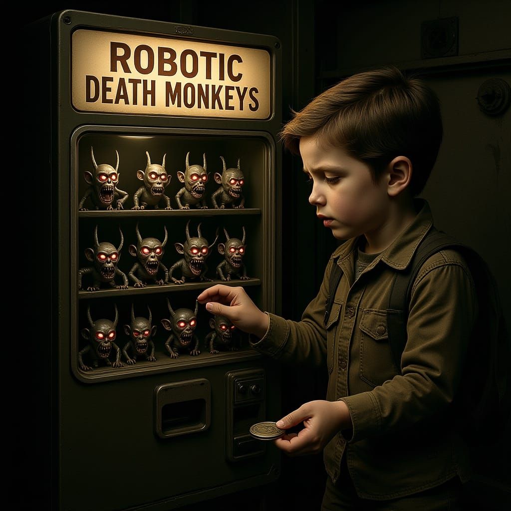Retro-Futuristic Vending Machine Dispenses Cyborg Monkeys