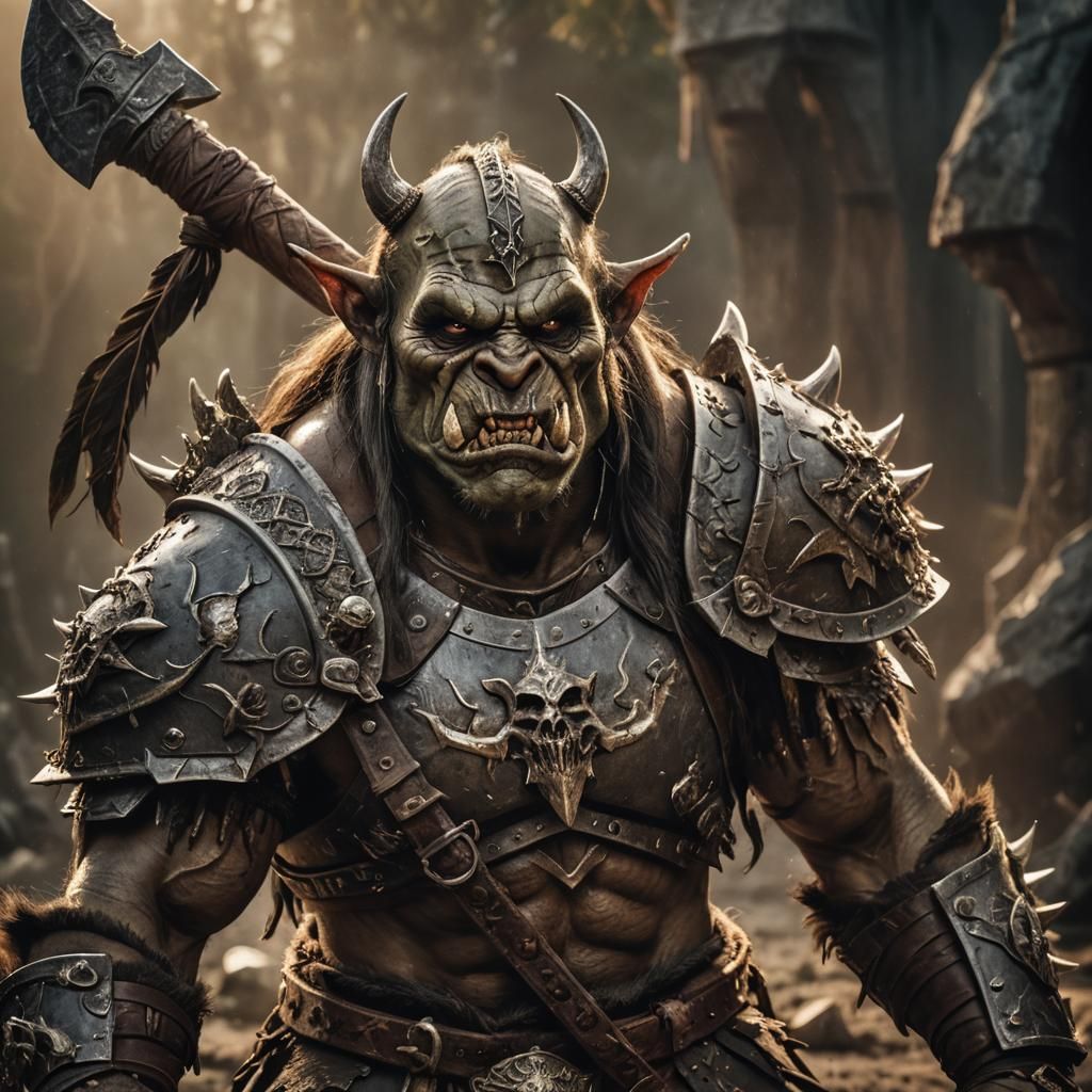 Menacing Orc Warrior Portrait in Dark Fantasy Style