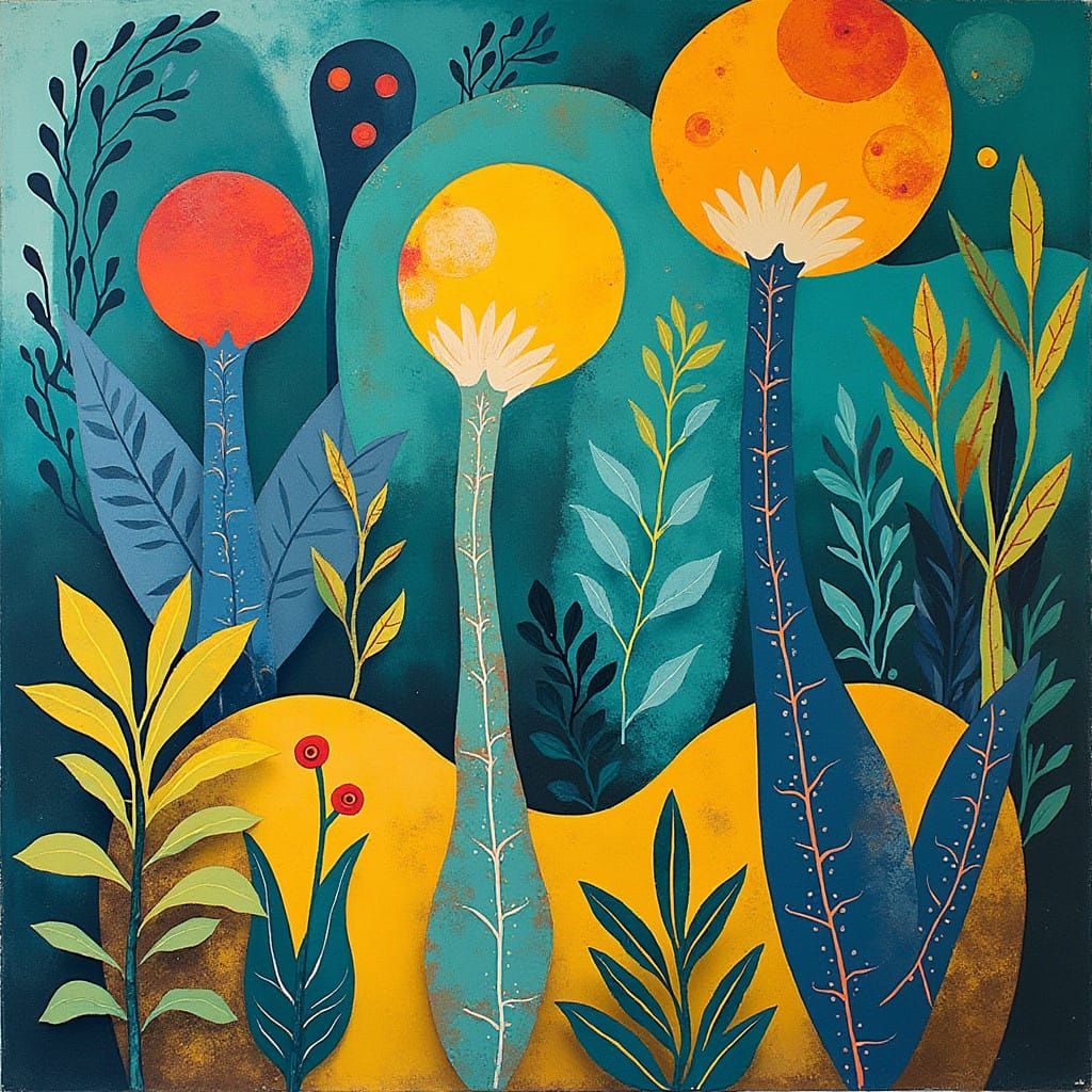 Surreal Fauvist Print in Curvilinear Style