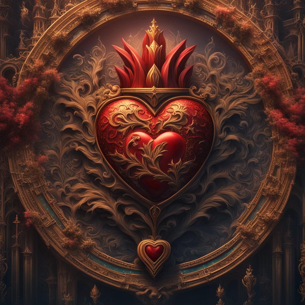 Sacred Heart Fantasy Concept Art in Deep Color