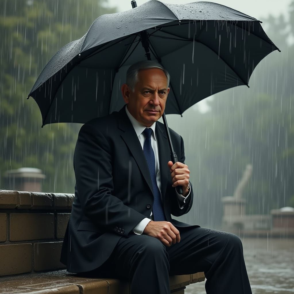 Realism Portrait of Politician in the Rain