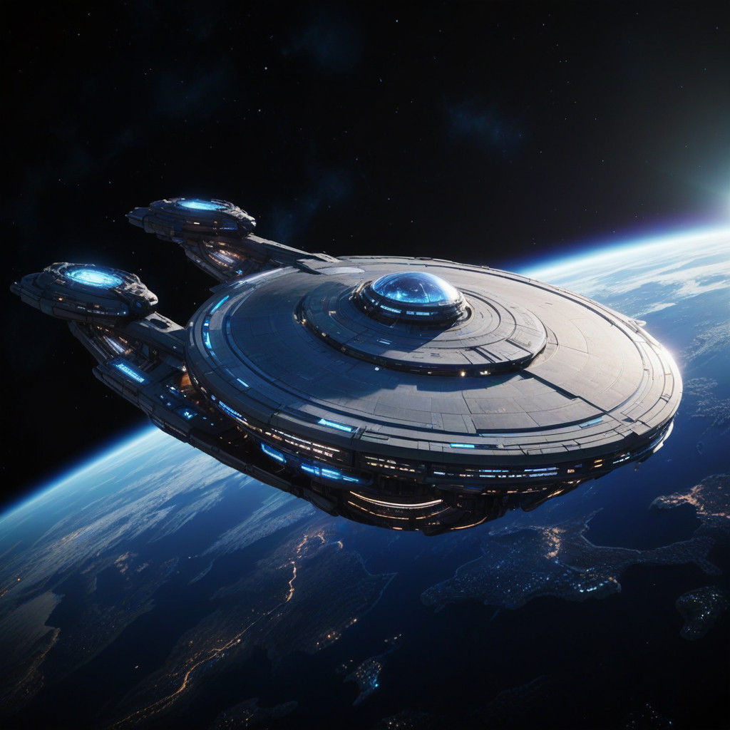 Elegant Futuristic Starships in Orbit