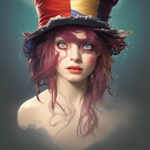 Detailed Mad Hatter Portrait in Art Nouveau Style