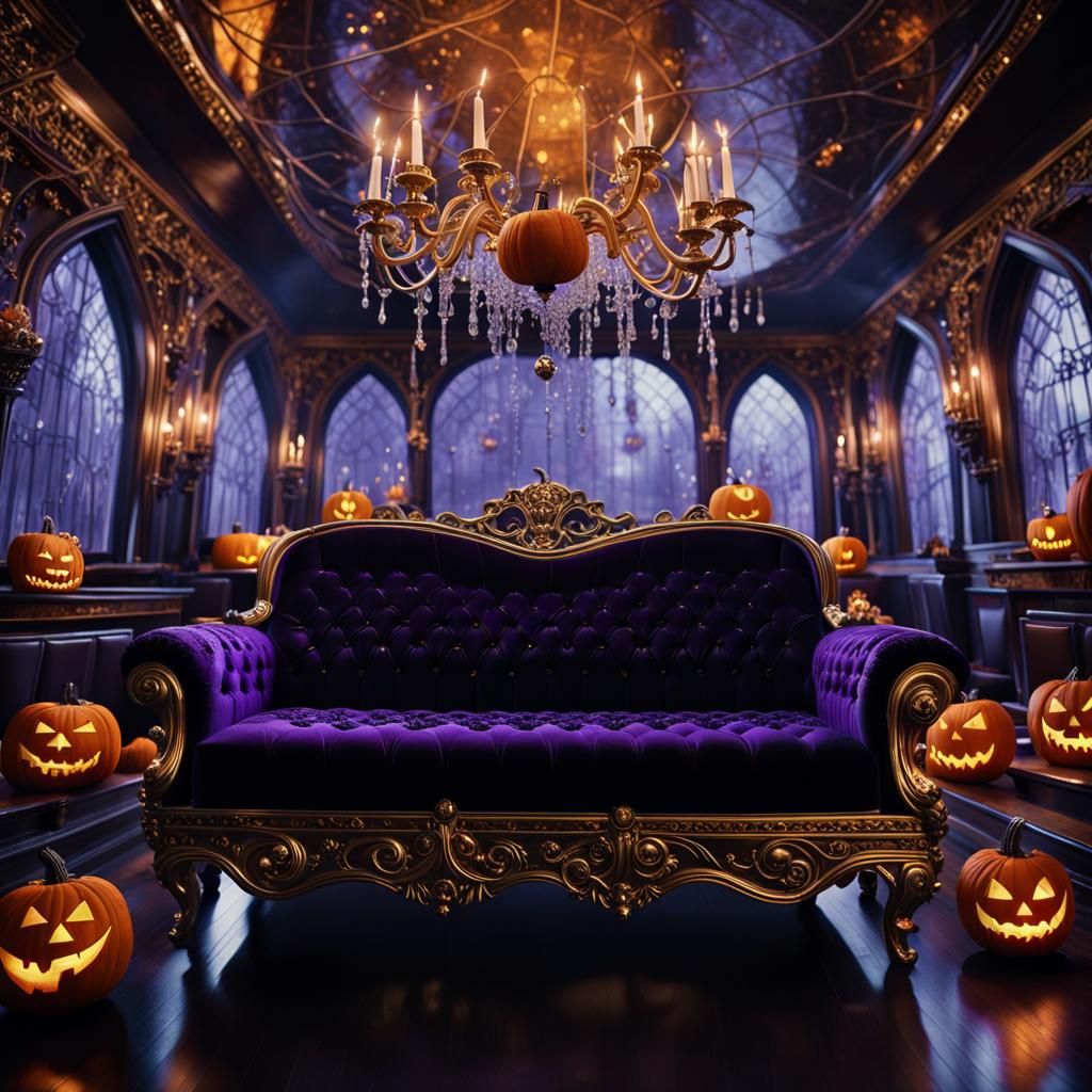 Halloween Limousine Interior in Dark Fantasy Style