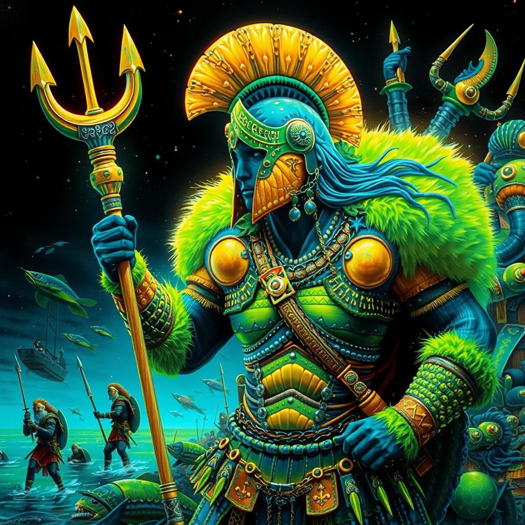 Bioluminescent Amazon Warrior Leads Fish Army