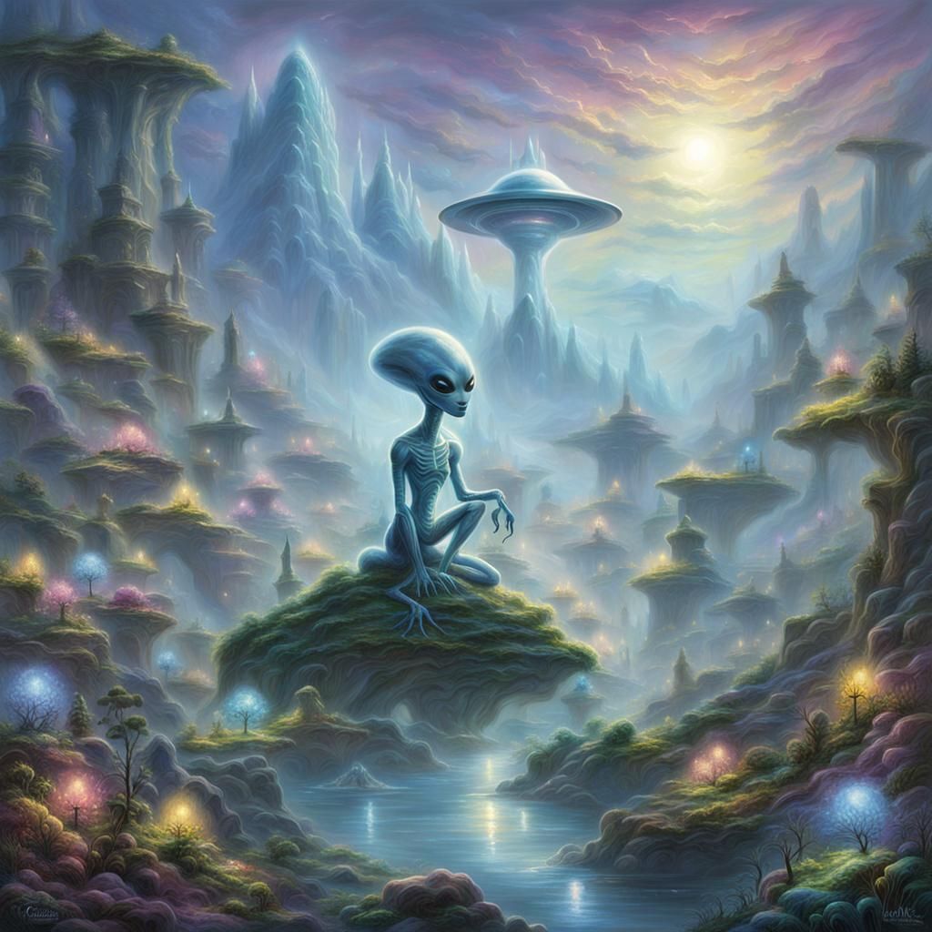 Ethereal Alien on a Sparkling Planet