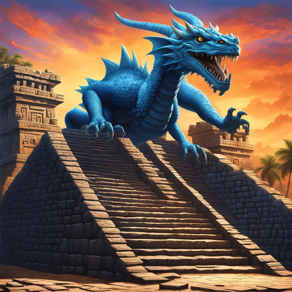 Blue Dragon Boards UFO on Mayan Pyramid