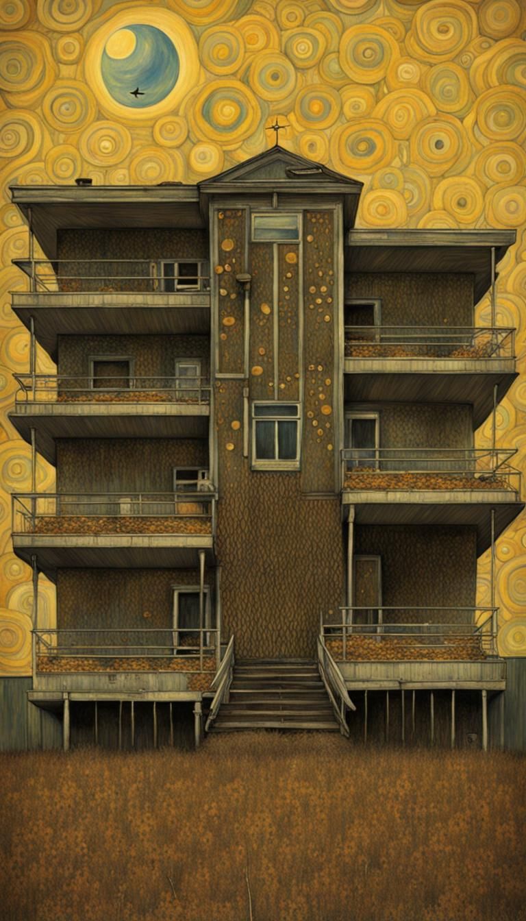 Creepy Motel in Klimt Style