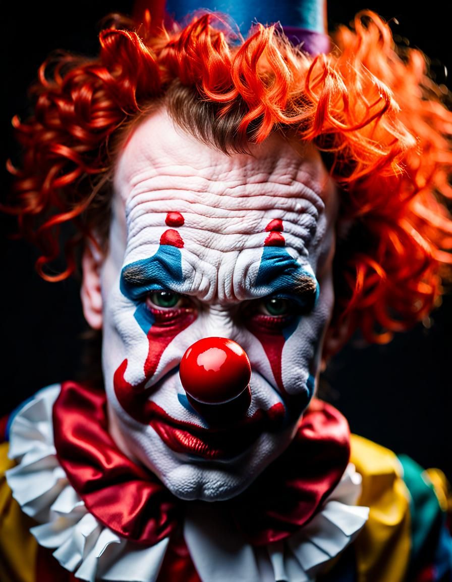 Sad Clown Crying Portrait in Studio Lighting
