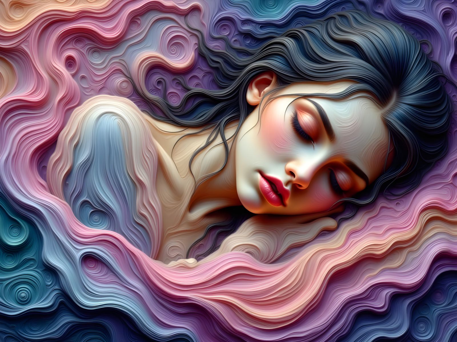 Woman Dreaming in Ethereal Impressionistic Style