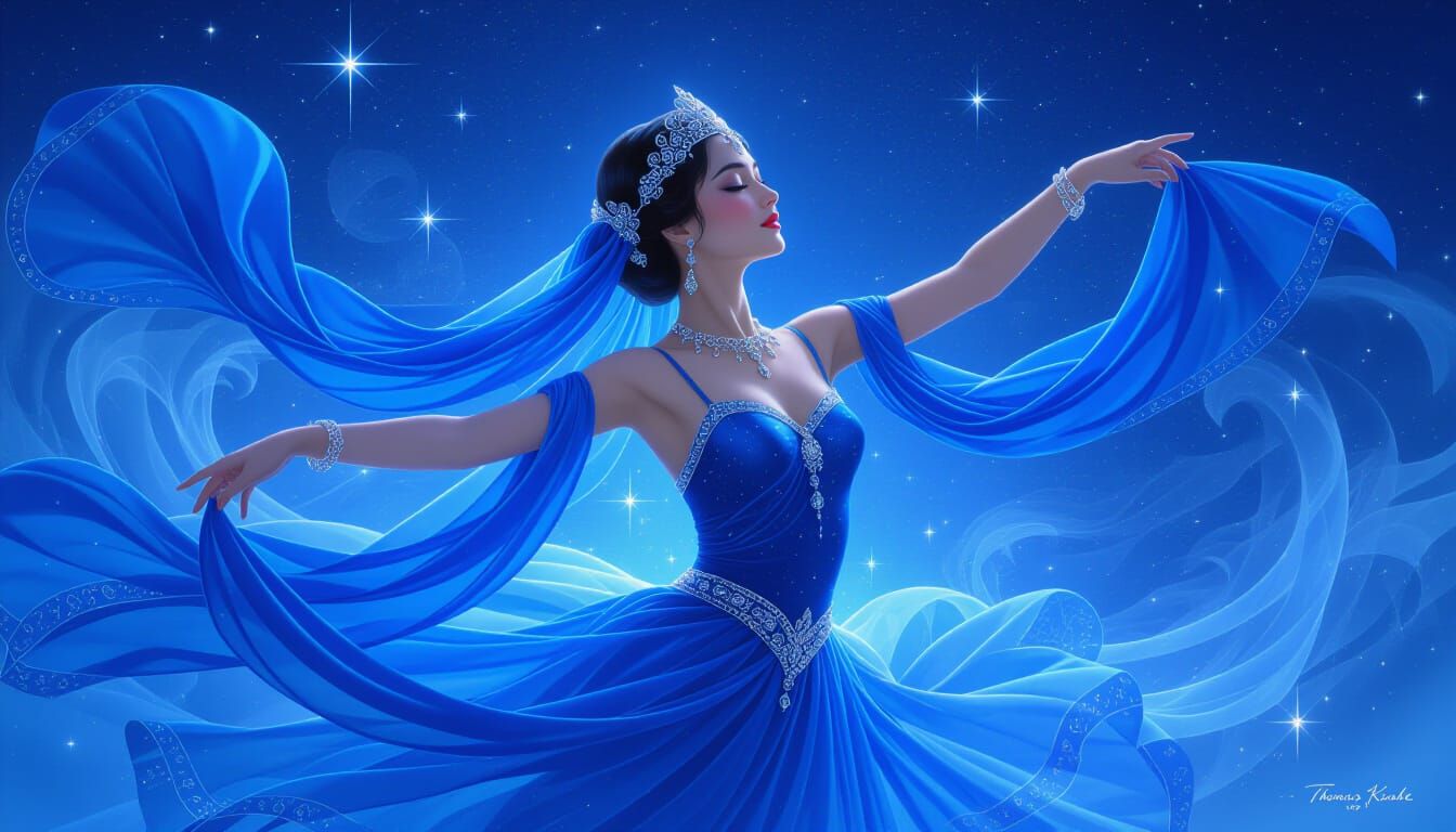 Celestial Dancer in Midnight Blue with Stardust Glow